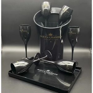 Verres à vin Moet Chandon Flûte à Champagne Noir Imitation Verre Plastique Lave-Vaisselle Sécurité Acrylique Blanc Transparent Rouge Tasse 231216
