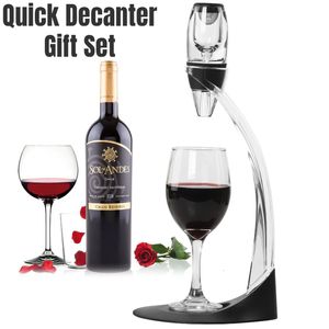 Verres à vin Professional Magic Red Decanter Verser avec support de filtre Distributeur d'aérateur d'air rapide pour Home Dining Bar Essential Set 230627