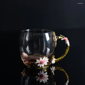 Verres à vin en gros 330 ml 350 ml moderne Belle tasse de café à thé de fleur avec tasses à cuillère