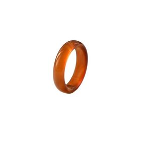 Anillos de banda de calcedonia roja y naranja vino, anillo de cola de ágata Hanfu de estilo nacional a la moda, adornos de joyería para mujer
