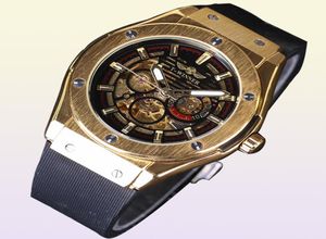 Ganador de moda Men mira la mejor marca de lujo Watch Mechanical Skeleton Golden Metal Male Rubber Band Wall Winches SLZA9013169788