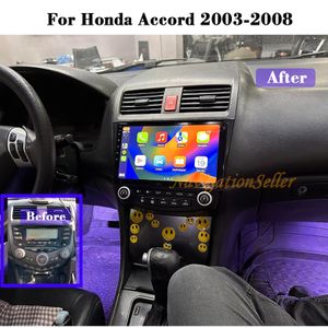 Écran tactile Android13 pour 2003-2007 Honda Accord Radio stéréo automatique avec Carplay Android Auto GPS Navigation Support BT FM AM Unité principale DVD de voiture