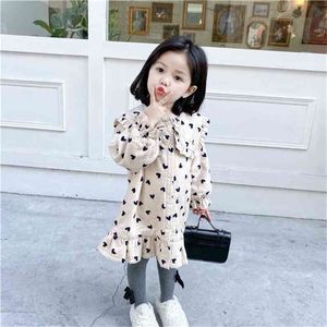 Winter Arrival Girls Thick Warm Fleece Heart Dress Kids Fashion 210528