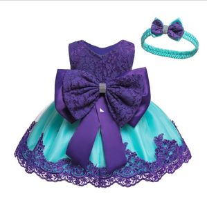 Hiver bébé filles robe né dentelle princesse arc jupe pour bébés 1er an anniversaire noël Costume infantile fête haut 2021