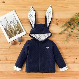 Hiver Bébé Enfant Garçon Polka Dots Lapin Oreille Veste À Capuchon Pour Enfants Vêtements Manteau 210528