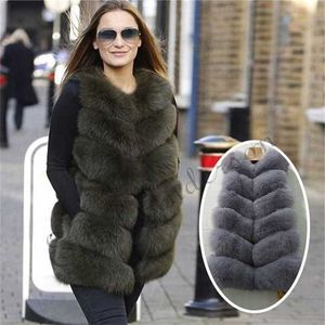 Gran oferta de invierno, chaleco de piel auténtica para mujer, chalecos largos de cuero auténtico Natural, chaleco de piel completa para mujer 211220