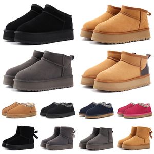 Botas de invierno plataforma de piel damas botas de nieve de nieve lana de piel de oveja real zapatos de piel tibia hombre y mujer botas cortas de invierno súper mini hombre bajo 36-43