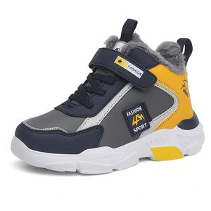 Zapatos de invierno para niños, zapatillas de deporte para niños que mantienen el calor, zapatos deportivos de felpa a la moda para niños, zapatos ligeros para correr para niños de alta calidad