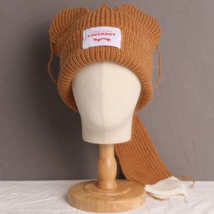 Hiver mignon long renard chapeau de queue femme femme crochet tricot chapeau costume de gabares de bonnet des filles hip-hop calice casquette cadeau de Noël 240430