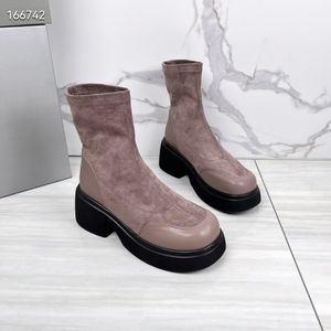 Botines de diseñador de invierno ASH SRPKY, zapatos de tacón bajo con punta redonda para mujer, cuero genuino, moda de boda, plataforma de lujo para mujer LX-KM-0071