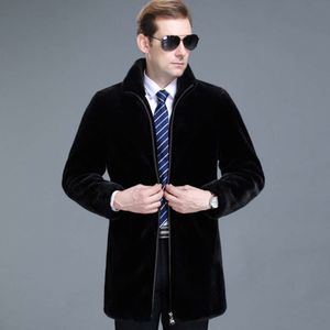 Designador de invierno Mink Fur Fur For Mens Casual Haining Leather Chaqueta Long 0mkr