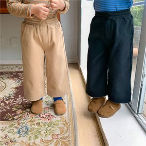 Hiver mode nouveauté garçons et filles polaire doublure pantalon large jambe enfants lâche pantalon décontracté 210303