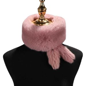 Bufanda de piel de conejo de imitación de invierno con colas lindas bufandas suaves y esponjosas cuello de anillo calentador para mujeres Muffler de niñas H0923