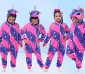 Pijamas Kigurumi de unicornio suave y cálido de franela de invierno, pijamas con viñetas de animales con capucha para niños, pijamas para niñas y niños, ropa de dormir 282V9569260