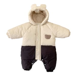 Combinaison d'hiver pour bébé ours coréen à capuche en coton rembourré, barboteuse pour filles et garçons, vêtements polaire épais pour bébé, tenue 240116