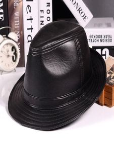 Sombreros de copa de cuero de invierno para adultos, caballeros británicos, ala ancha, sombreros Stetson ajustados, marrón, poliéster para hombre 8360364