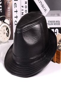 Sombreros de copa de cuero de invierno para adultos, caballeros británicos, ala ancha, sombreros de fieltro Stetson, ajustados, marrón, masculino, poliéster 1772712