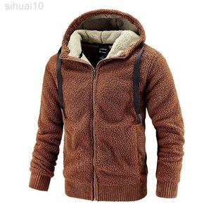 Invierno hombres suéteres grueso polar con capucha hombres cálido cordero cachemira chaquetas casuales hombres streetwear más tamaño l-8xl l220730