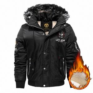 Hiver nouveaux hommes chaud à capuche veste col de fourrure veste manteau hommes laine doublé veste manteau Fi haut décontracté vestes pour hommes c9L9 #