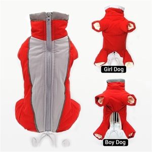 Winter Overalls for Dogs Warm Waterproof Pet Jumpsuit Trousers Male Female Dog Reflective Small Dog Clothes Puppy Down Jacket 201102