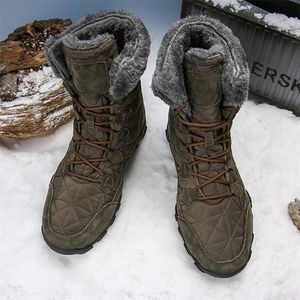 Botas de nieve de invierno para hombre, zapatos impermeables con piel de felpa, botas cálidas para hombre, calzado para exteriores, calzado informal cómodo para hombre, Erkek Ayakkabi 201204