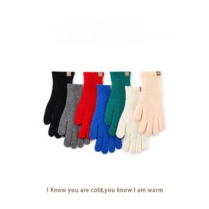 Gants de laine à écran tactile d'hiver mignon en peluche gant d'équitation chaud femmes enfants mode tricoté travail moelleux mitaines d'hiver sans doigts 240201