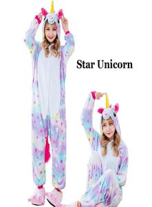 Hiver unisexe Unicorn pyjamas kigurumi animal star pyjamas femmes grenouillères adultes cosplay stitch grenouillère de couchette de sommeil 3751540
