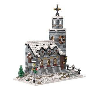 Village d'hiver église bloc de construction Kit ville rue neige maison Architecture modulaire brique modèle jouet pour enfants cadeau de noël