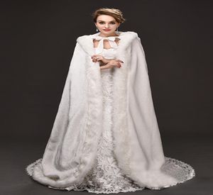 Winter War Faux Fur Bridal Cloak Wraps Wraps Hooded Trim Longueur Perfect Abaya Jacket for Wedding Cape Wraps Veste CPA9154003559