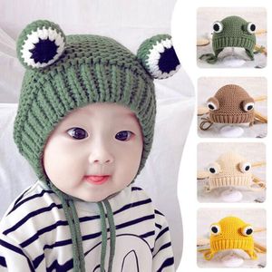 hiver chaud bébé polaire chapeau au crochet mignon dessin animé grenouille slouchy bonnet chapeau tricoté laine acrylique infantile bonnet sports de plein air ski neige coupe-vent chapeaux