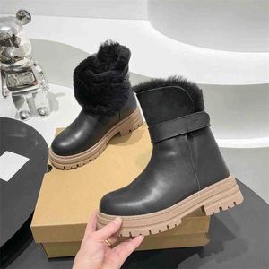 Bottines de moto classiques pour femmes, bottes chaudes d'hiver de styliste, Mini boucle, bottines de moto