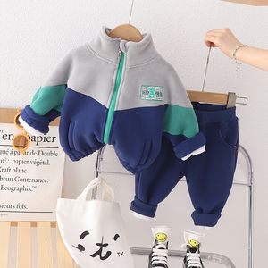 Hiver chaud enfants garçons vêtements bébé épais velours sweats à capuche manteau pantalon 2 pièces/ensembles automne enfant en bas âge coton survêtements pour enfants 1-5T