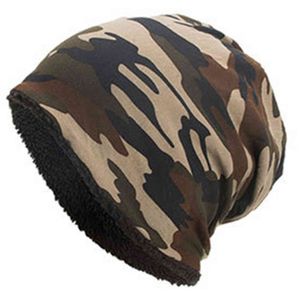 Gorro de punto de invierno cálido para hombre, gorro de camuflaje holgado para hombre, gorros de esquí de punto de camuflaje de algodón cálido para invierno, gorros de esquí para exteriores cálidos Y21111