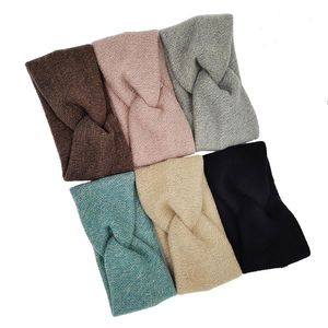 Hiver chaud tricoté croix bandeaux pour femmes Crochet Stretch bandeaux bandeau cheveux accessoires dame Turban tête Wrap