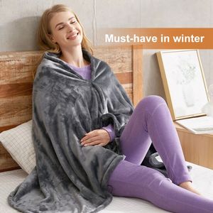 Winter Wearable Electric Blankets USB Charging Heating warm Shawl Blankets Coral Fleece Flannel Electrothermal Pad Blanket