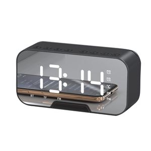 Haut-parleurs portables Bluetooth sans fil réveil alarme affichage numérique horloge intérieure deux haut-parleurs de subwoofer externes de 40 mm pour téléphone portable ordinateur radio FM carte TF