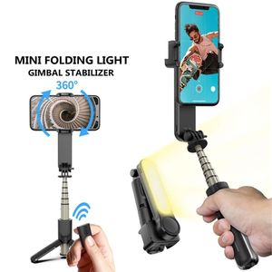Inalámbrico Bluetooth Selfie Stick Gimbal Estabilizador Trípode Monopod plegable con luz Led Obturador remoto para iphone al por mayor