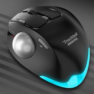 Souris Trackball Bluetooth sans fil 24G RVB Souris ergonomique rechargeable Rollerball 3 connexion de périphérique Contrôle du pouce pour PC iPad 240309