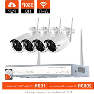 Freeshipping Caméra sans fil Wifi 960P IP 4CH NVR Système de vidéosurveillance Enregistreur vidéo 4 x 13MP Wifi Caméras IP réseau extérieur avec disque dur 1T Keuju