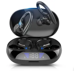 Écouteurs sans fil, lecture 24H Bluetooth 5.1, écouteurs sans fil étanches à la transpiration avec affichage de la batterie LED