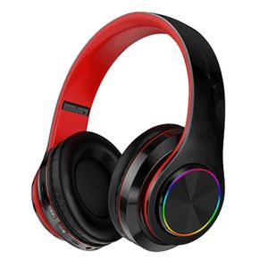 Auriculares inalámbricos con luz LED Bluetooth 5,0 con micrófono, auriculares plegables, diadema HiFi, auriculares de moda, compatibles con reproducción TF/SD