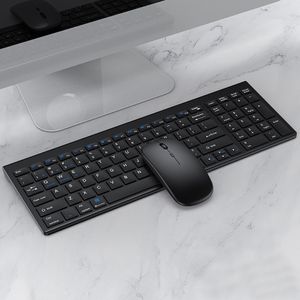 Clavier et souris sans fil Combo 2.4G USB silencieux rétro-éclairé Rechargeable pleine taille mince