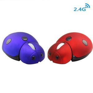 Mini souris d'ordinateur ergonomique Laser sans fil, Portable et créatif en forme de coccinelle, mignon, Animal Usb, cadeau pour ordinateur Portable