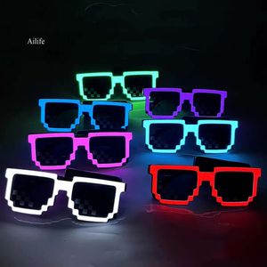 LED sans fil LED UP LED Pixel Sunglasses Favors brillance dans les lunettes néon sombres pour une fête rave Halloween 0424