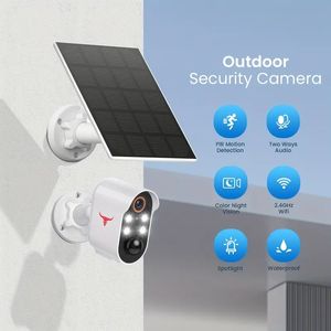Cámara de seguridad solar inalámbrica para el hogar: video HD 1080P, detección de movimiento, visión nocturna en color, conversación bidireccional, batería recargable, WiFi, resistente al agua, almacenamiento en la nube incluido