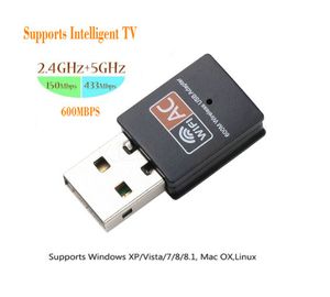 Adaptateur USB sans fil wifi 600 mb/s, AC accès internet sans fil PC clé carte réseau double bande wifi 5 Ghz Lan Ethernet récepteur