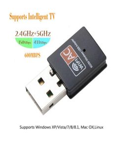 Adaptateur USB sans fil Wifi 600 Mo SAC sans fil Internet Access PC Clé Réseau Double bande Wifi 5 GHz LAN Ethernet Receiver6434321