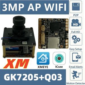 Placa de módulo de cámara IP inalámbrica WIFI 3MP GK7205 Q03 2304 1296 compatible con tarjeta Mini SD de 128G Audio bidireccional IRC P2P Cloud ICsee