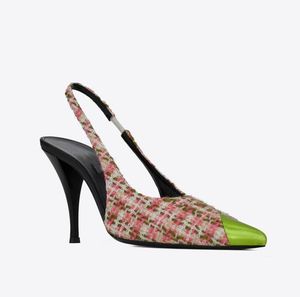 Con caja Diseñador Mujer Zapatos BLADE charol slingback bombas Cabeza cuadrada cobre hebilla trasera vacía sandalias y zapatillas