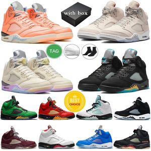 Avec la boîte jumpman 5 chaussures de basket-ball pour hommes 5s Orewood Brown UNC Racer University Blue Aqua Crimson Bliss Sail Oreo Orange Peel Fire Red baskets de sport pour hommes